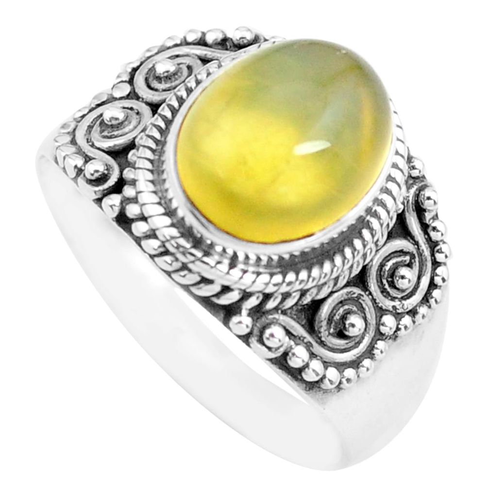 3.91cts natural yellow opal 925 sterling silver solitaire ring size 8.5 p71606