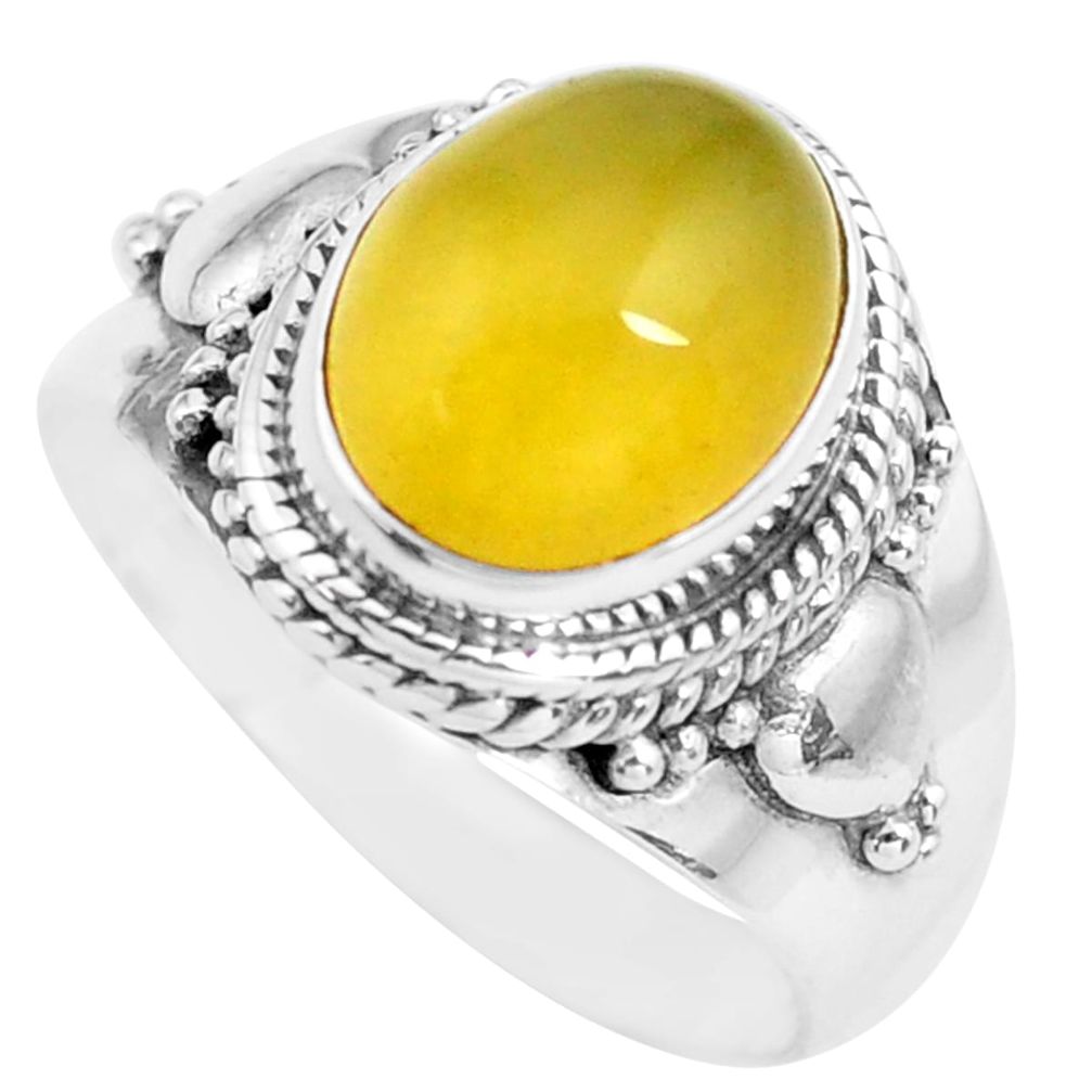 4.06cts natural yellow opal 925 sterling silver solitaire ring size 7 p71607