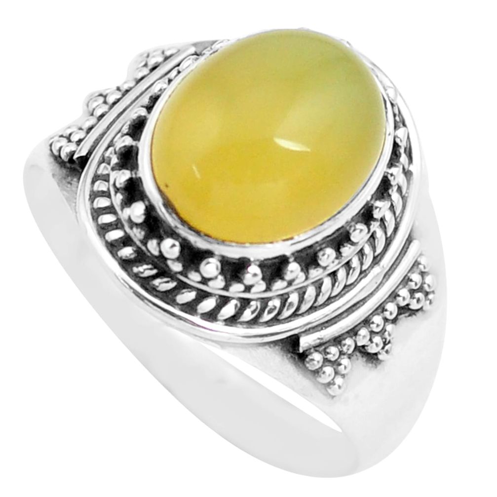 4.38cts natural yellow opal 925 sterling silver solitaire ring size 8 p71609