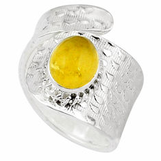 3.83cts natural yellow topaz 925 sterling silver adjustable ring size 8.5 p57239