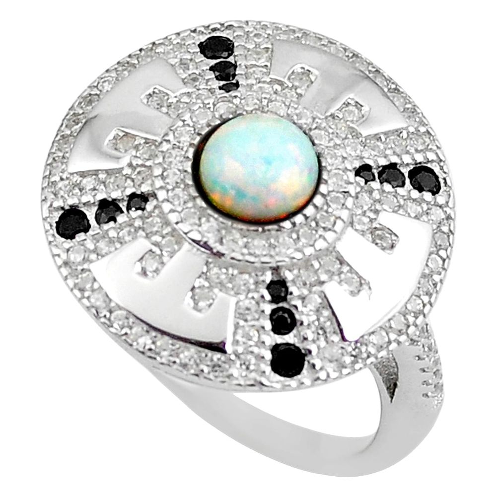 2.35cts pink australian opal (lab) topaz 925 sterling silver ring size 6 c2351