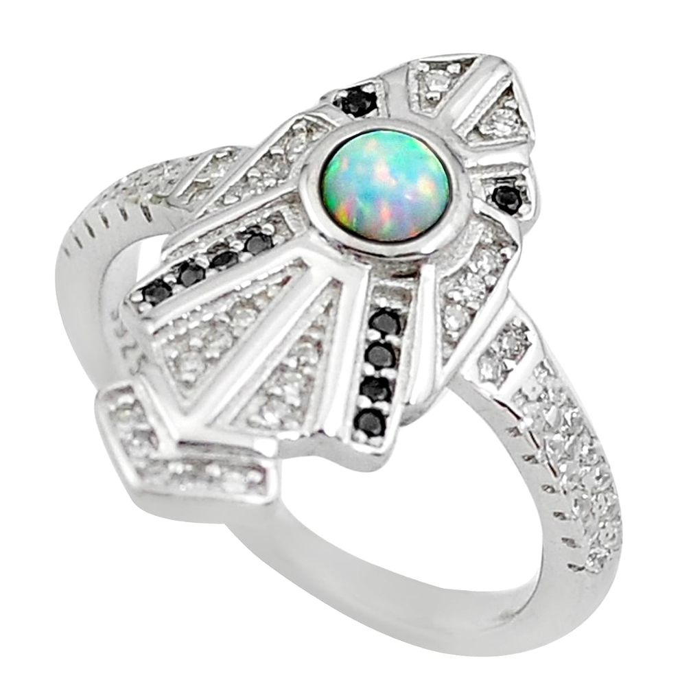 2.02cts pink australian opal (lab) topaz 925 sterling silver ring size 7 c2357