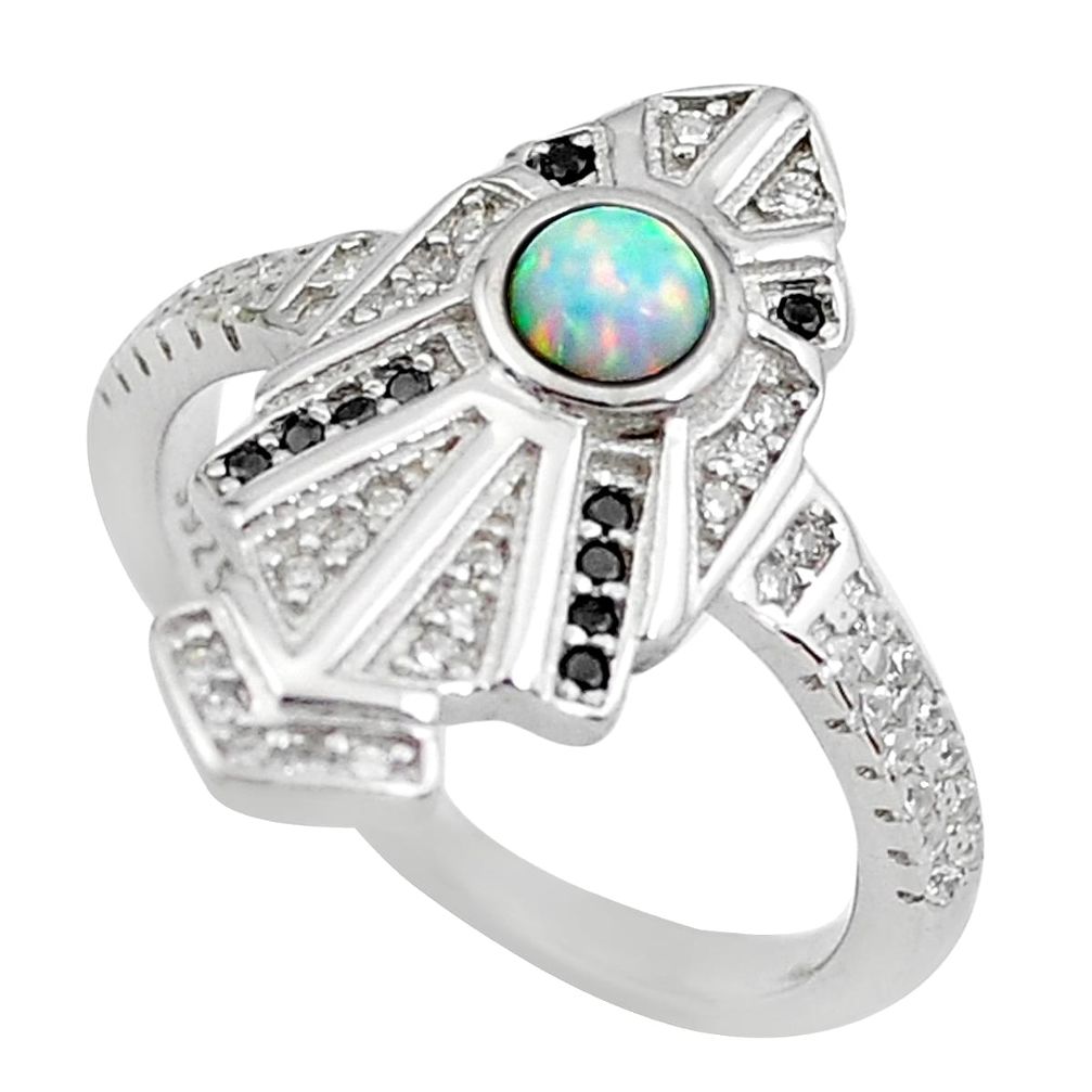 1.92cts pink australian opal (lab) topaz 925 sterling silver ring size 8 c2360