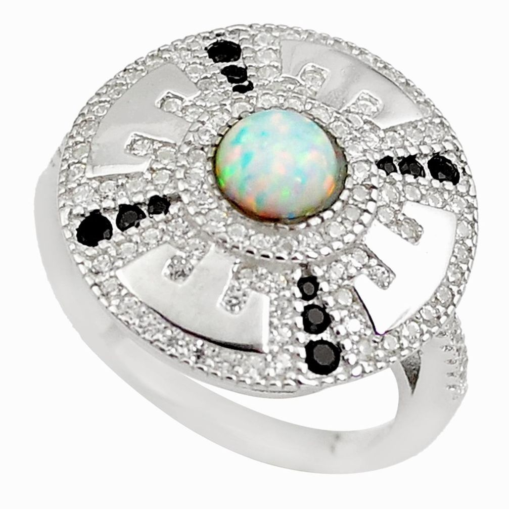 2.35cts pink australian opal (lab) topaz 925 sterling silver ring size 6 c2379