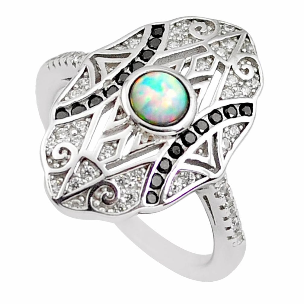 1.94cts pink australian opal (lab) topaz 925 sterling silver ring size 6 c2762