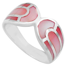 4.69gms pink pearl enamel 925 sterling silver ring jewelry size 6.5 c4174