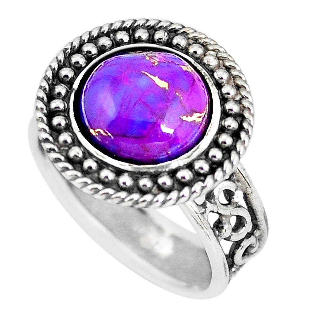 5.30cts purple copper turquoise 925 silver solitaire ring jewelry size 8 p56006