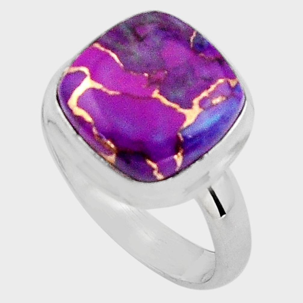 6.36cts purple copper turquoise 925 silver solitaire ring jewelry size 8 p89936