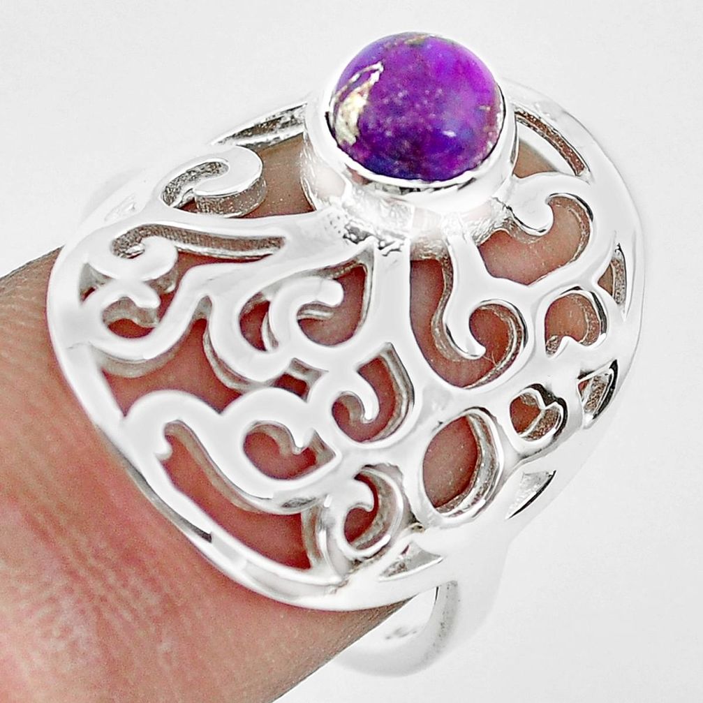 1.11cts purple copper turquoise 925 silver solitaire ring size 7.5 p61768
