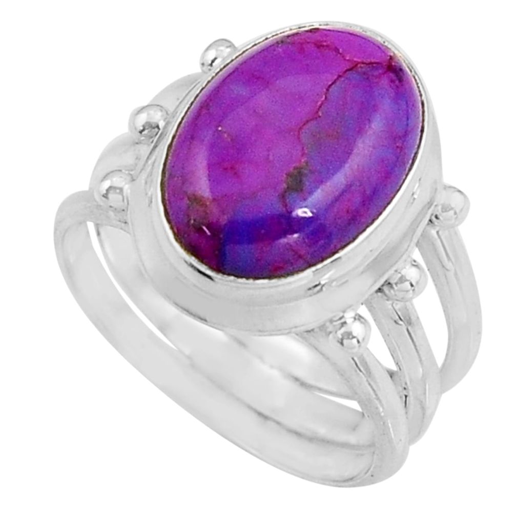 6.32cts purple copper turquoise 925 silver solitaire ring size 6.5 p91231