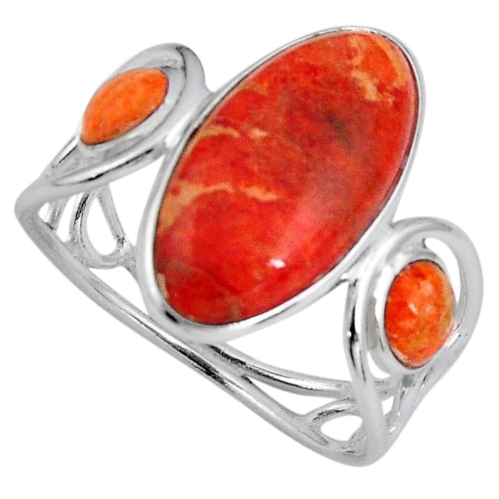 6.95cts red copper turquoise 925 sterling silver ring jewelry size 8.5 p89888