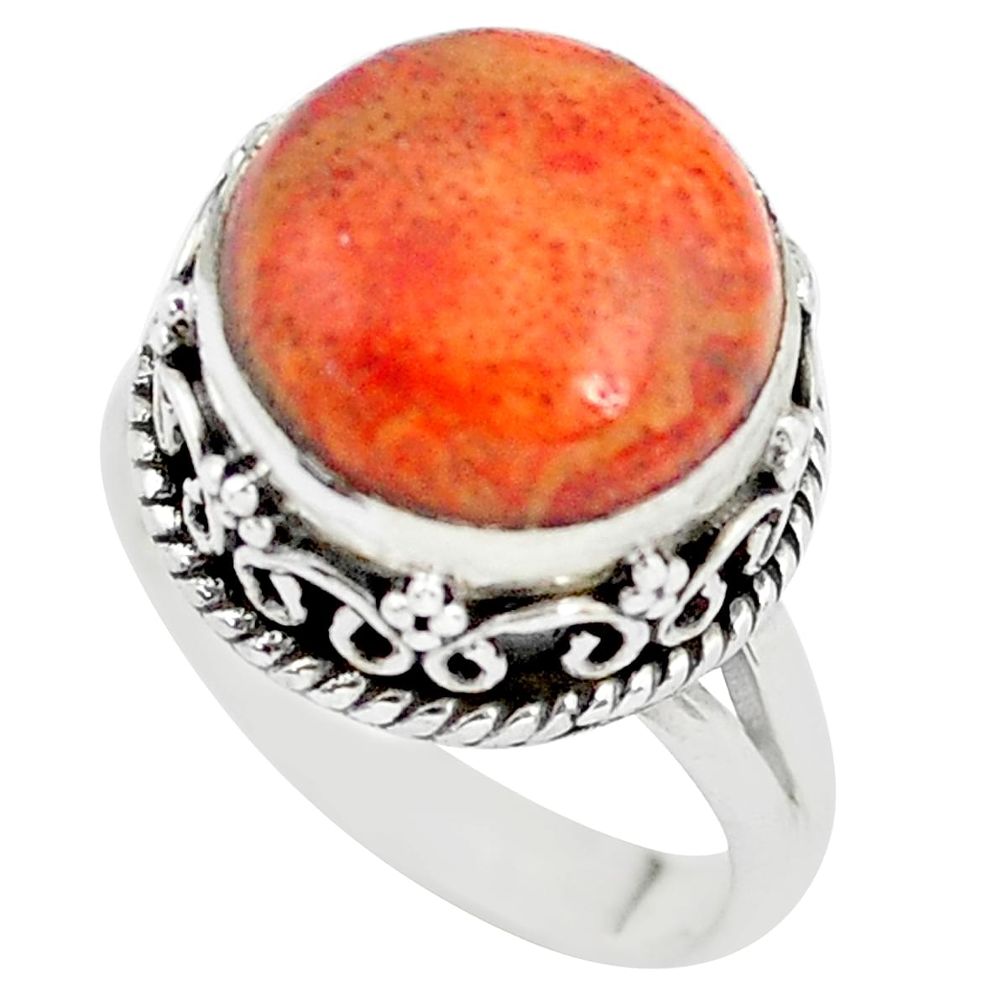 6.48cts red copper turquoise 925 sterling silver solitaire ring size 7 p56624