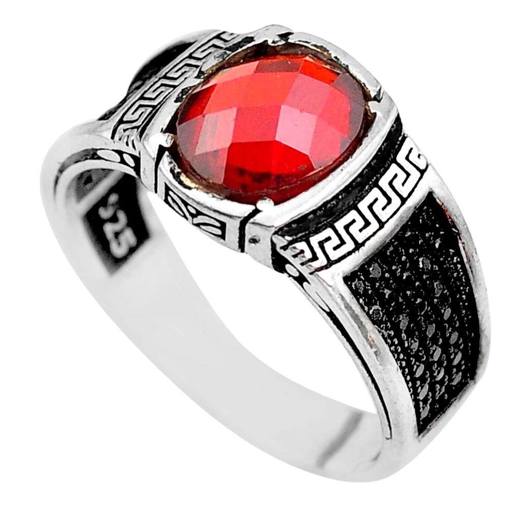 4.48cts red garnet quartz topaz 925 sterling silver mens ring size 11.5 c1087