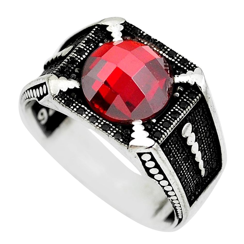 5.78cts red garnet quartz topaz 925 sterling silver mens ring size 11.5 c1096