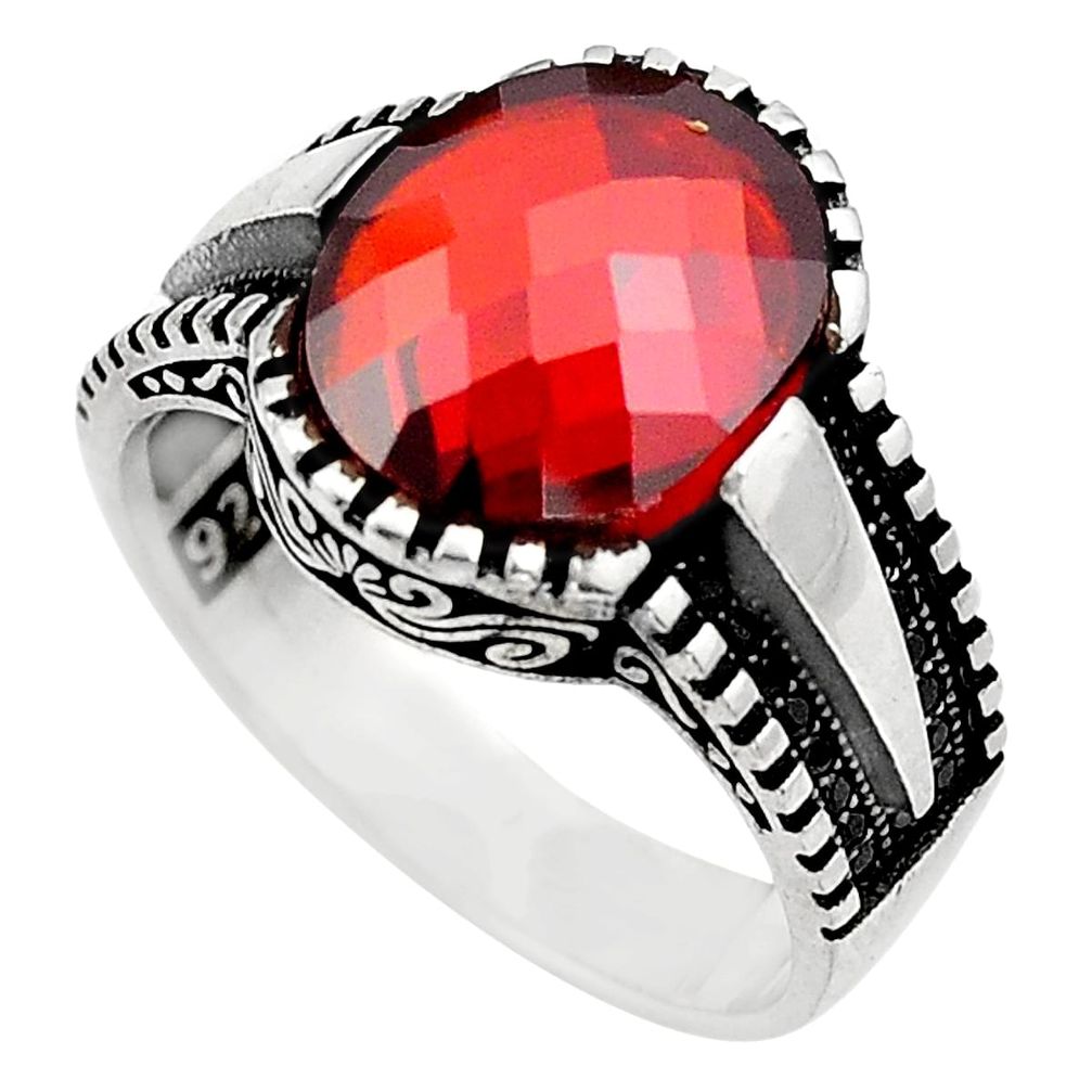 5.51cts red garnet quartz topaz 925 sterling silver mens ring size 8.5 c4008