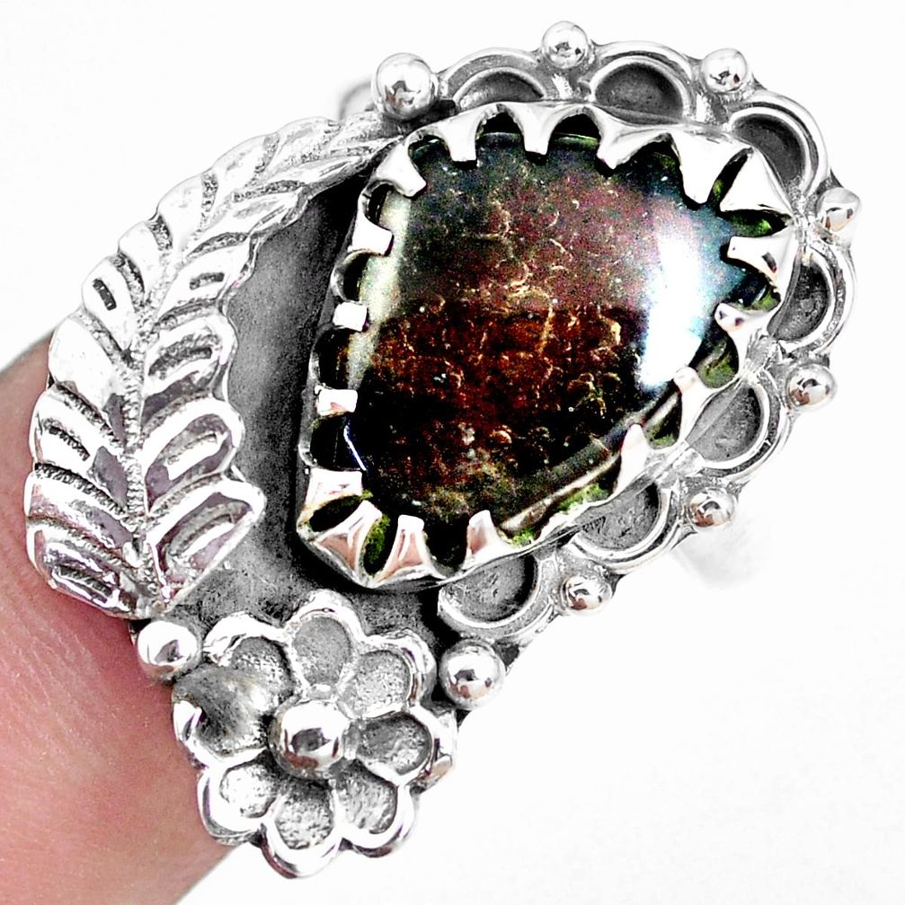 11.54cts solitaire natural ammolite 925 silver solitaire ring size 9 p42535