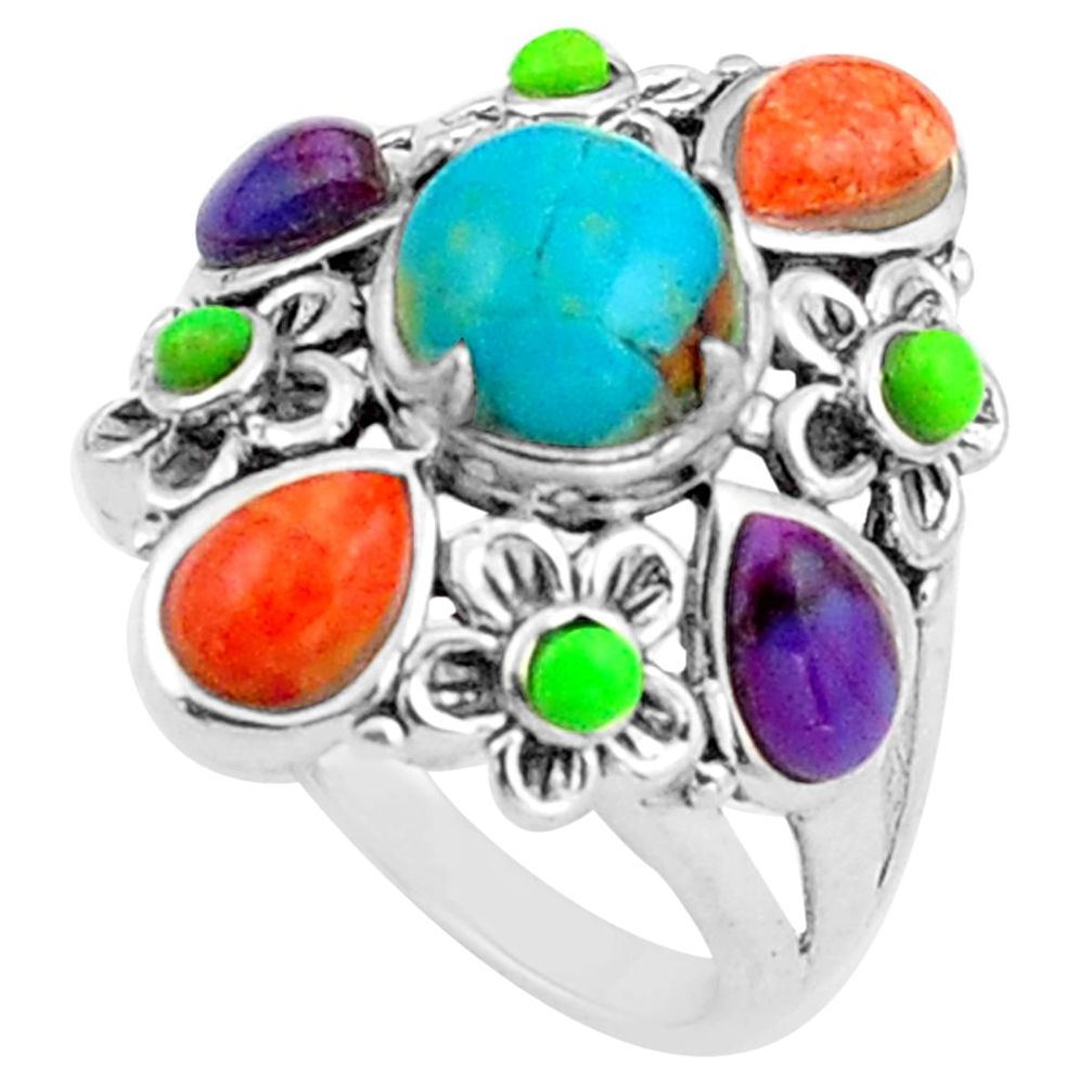 9.03cts southwestern blue arizona mohave turquoise 925 silver ring size 6 c4777