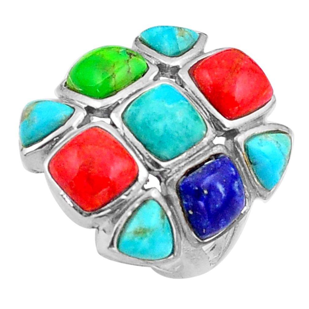 12.62cts southwestern green arizona mohave turquoise silver ring size 6 c4799