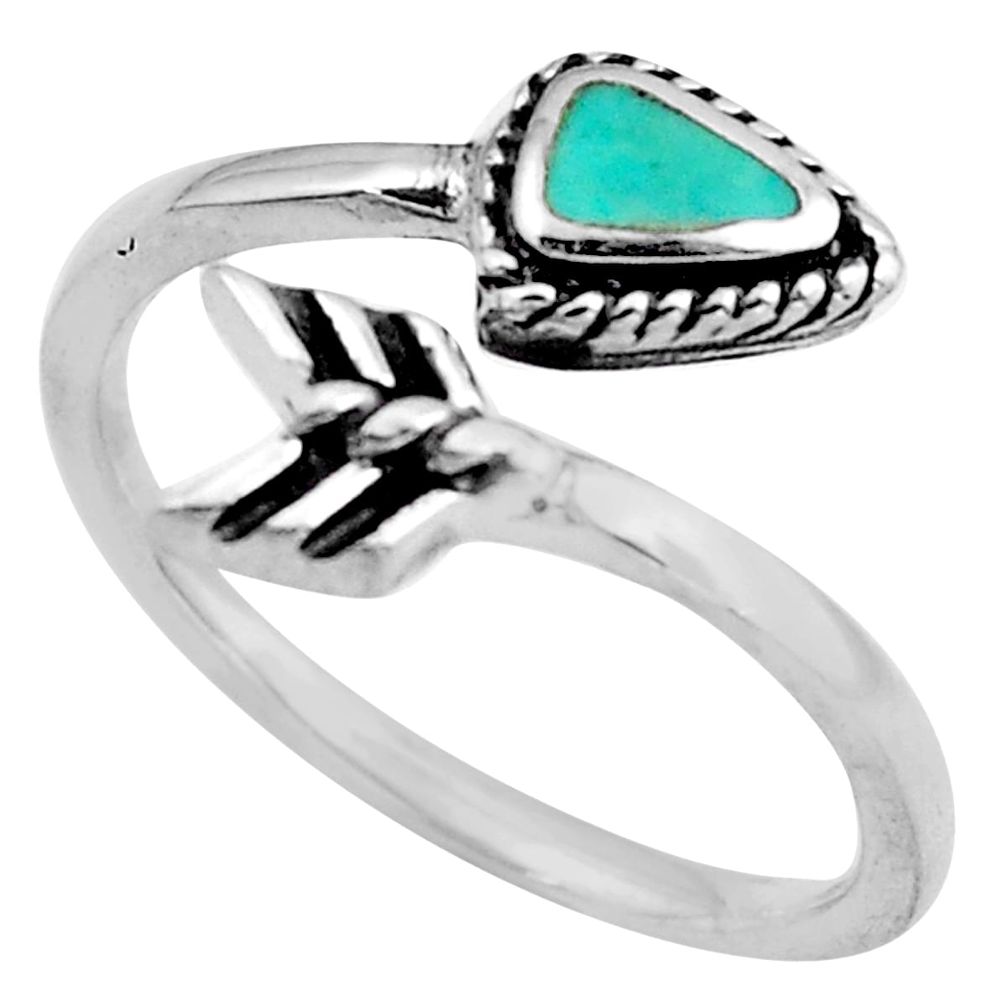 Southwestern natural turquoise tibetan silver adjustable ring size 10 c4858