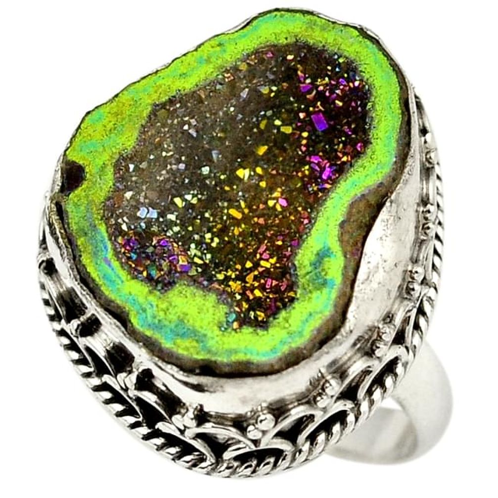 Titanium druzy fancy 925 sterling silver ring jewelry size 8 h84395