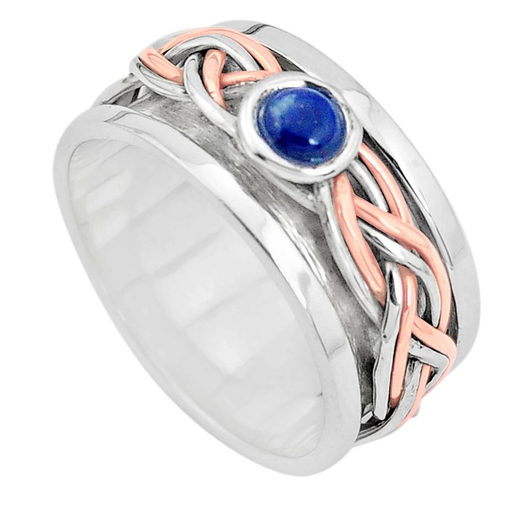 Victorian natural lapis lazuli silver two tone spinner band ring size 8.5 p32205