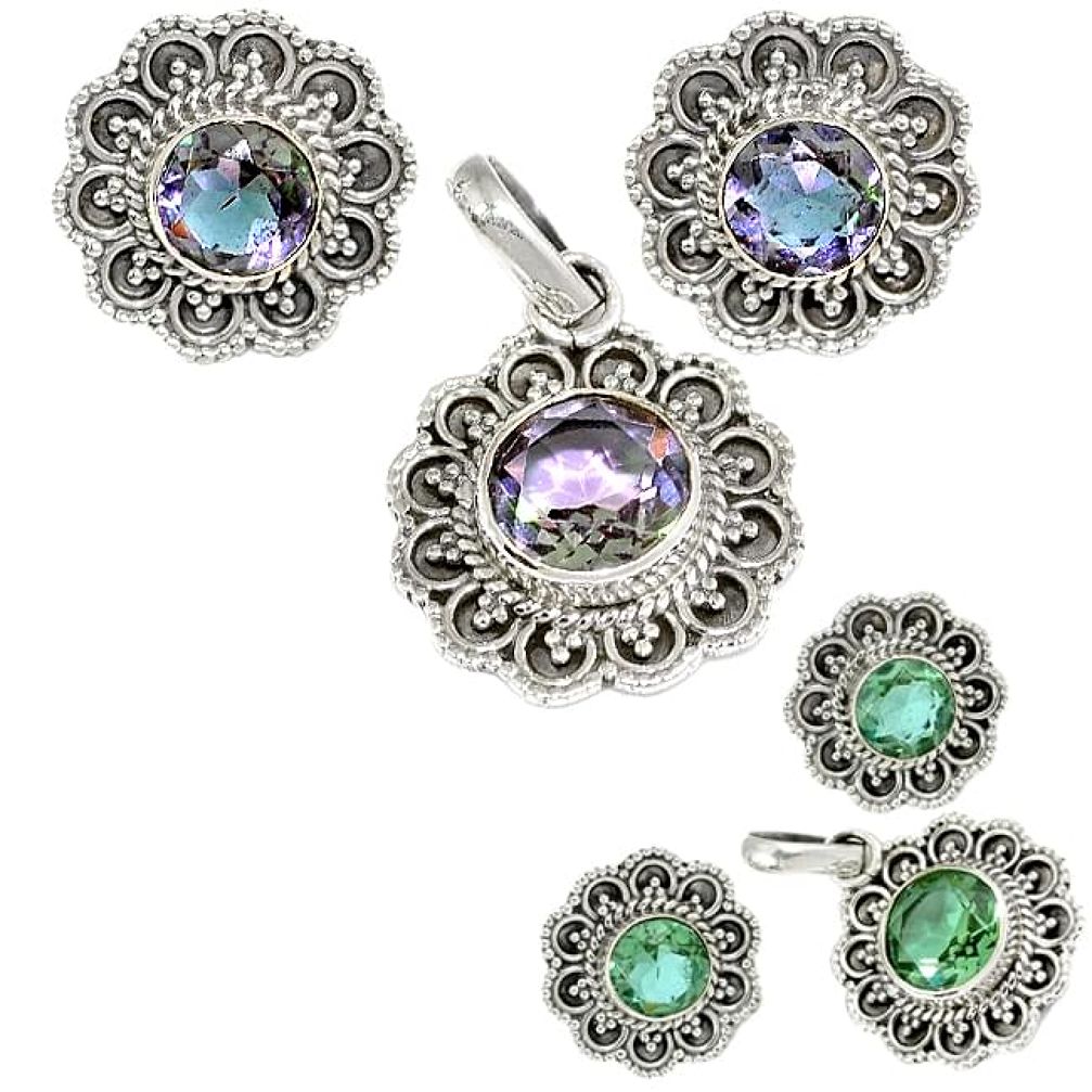 925 sterling silver purple alexandrite (lab) pendant earrings set jewelry h92331