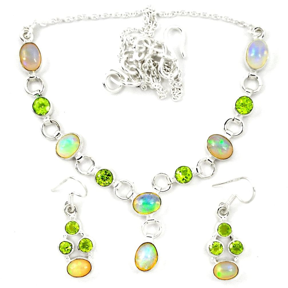 al ethiopian opal peridot earrings necklace set jewelry d23977