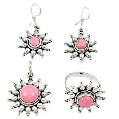 Natural pink opal 925 sterling silver pendant ring earrings set jewelry j42744