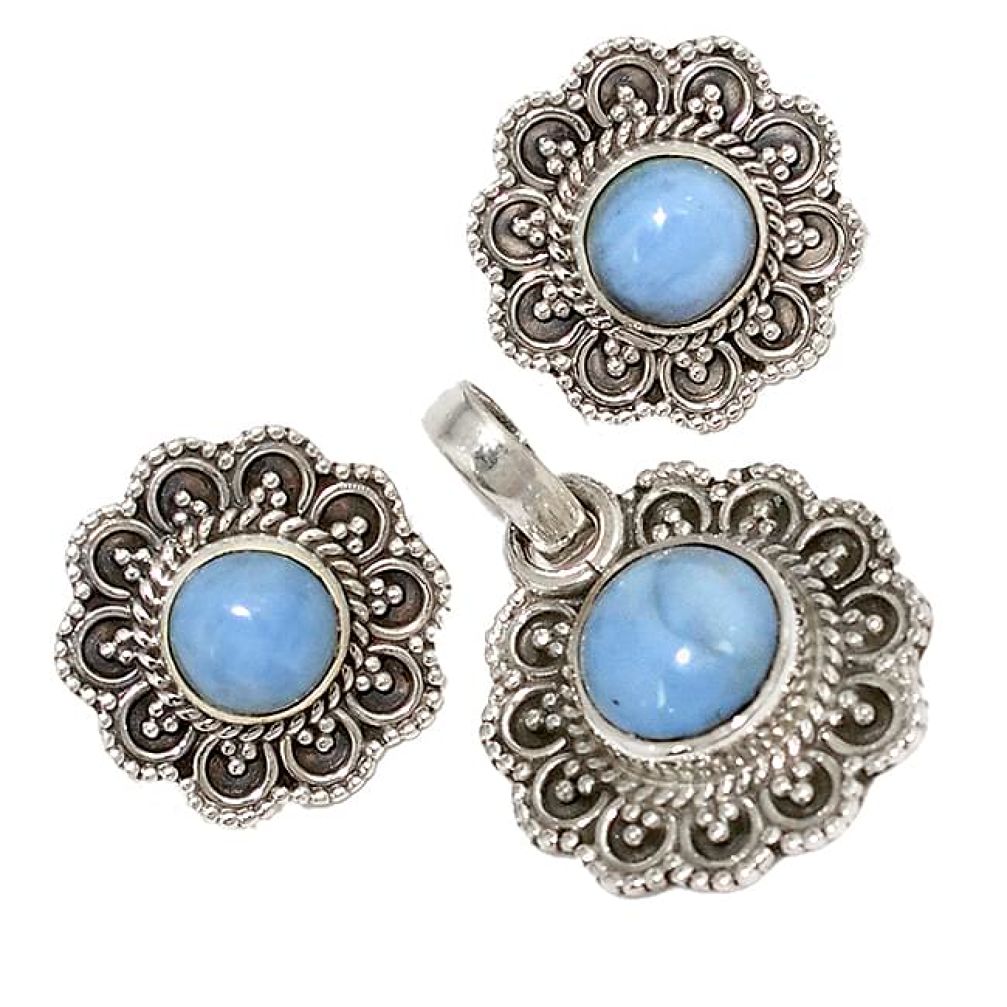 925 sterling silver natural blue owyhee opal pendant earrings set jewelry j6898