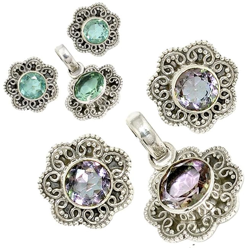 Color changeable alexandrite (lab) 925 silver pendant earrings set jewelry j6936