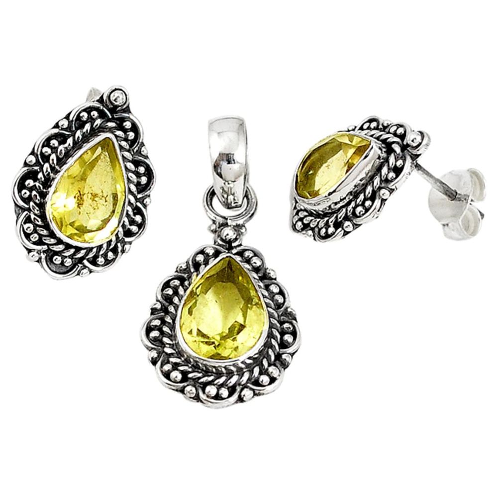 925 sterling silver natural lemon topaz pendant earrings set jewelry m17618