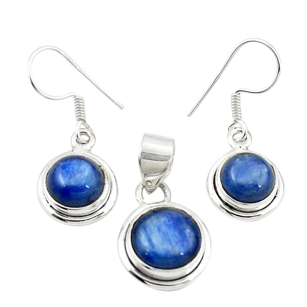 Natural blue kyanite 925 sterling silver pendant earrings set jewelry m25442