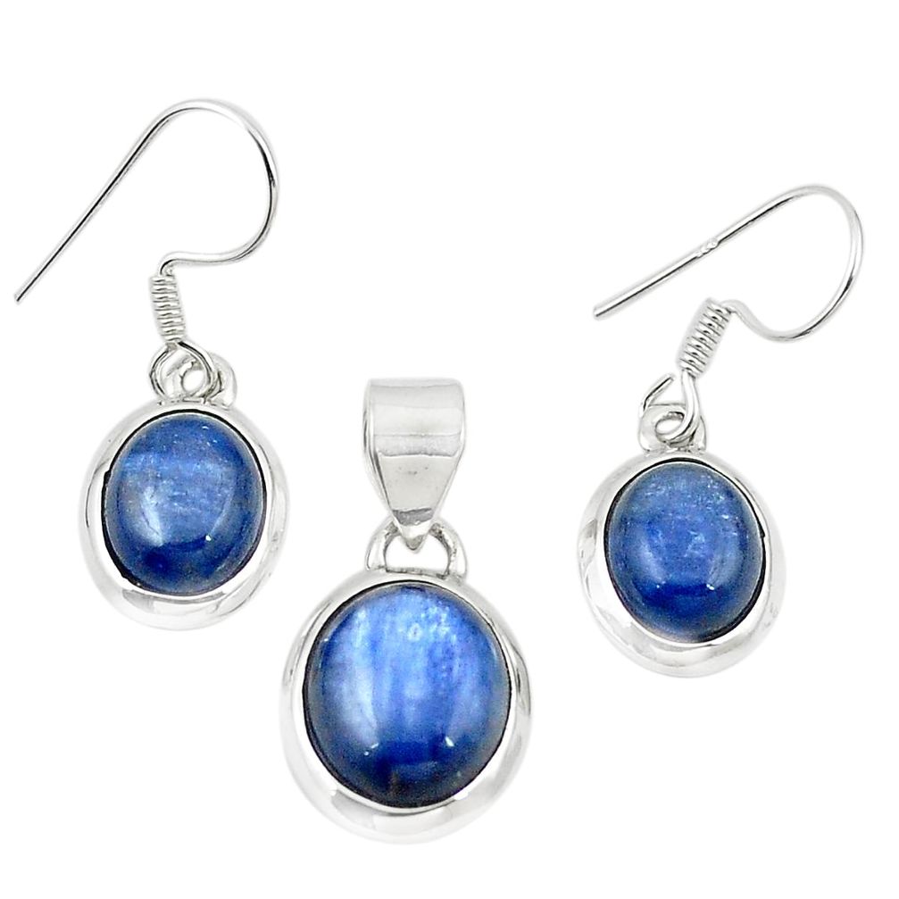 Natural blue kyanite 925 sterling silver pendant earrings set jewelry m25443