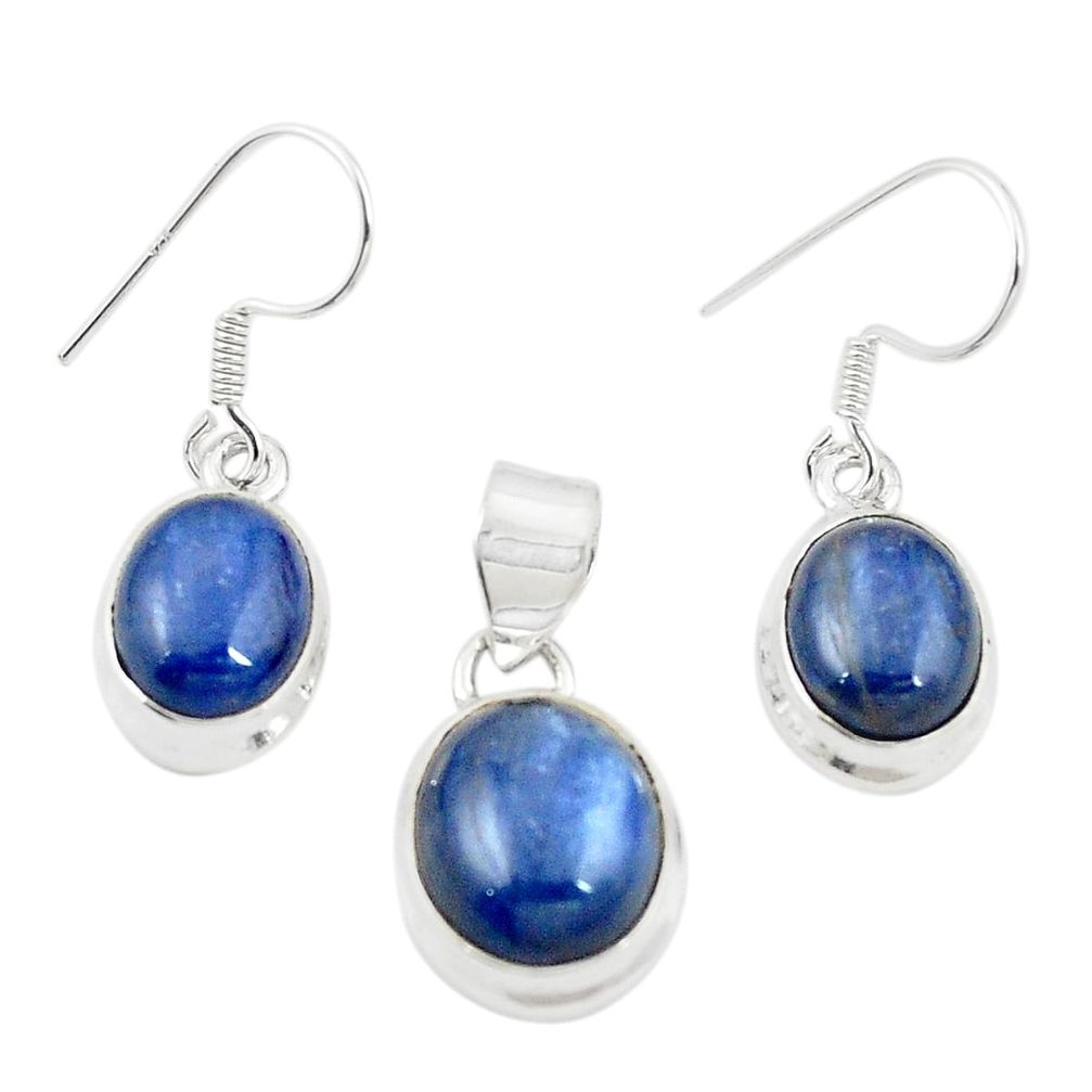 925 sterling silver natural blue kyanite pendant earrings set jewelry m25444