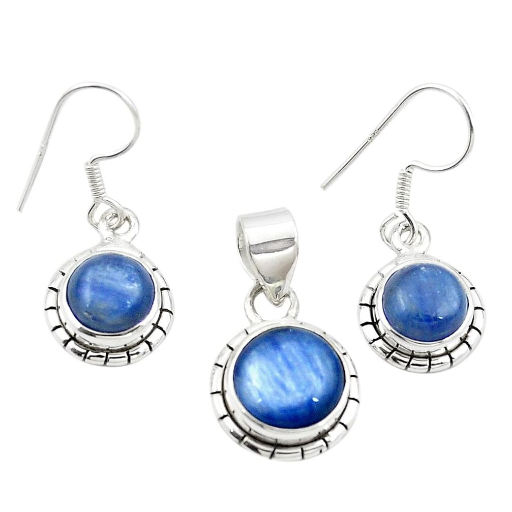 Natural blue kyanite 925 sterling silver pendant earrings set jewelry m25445