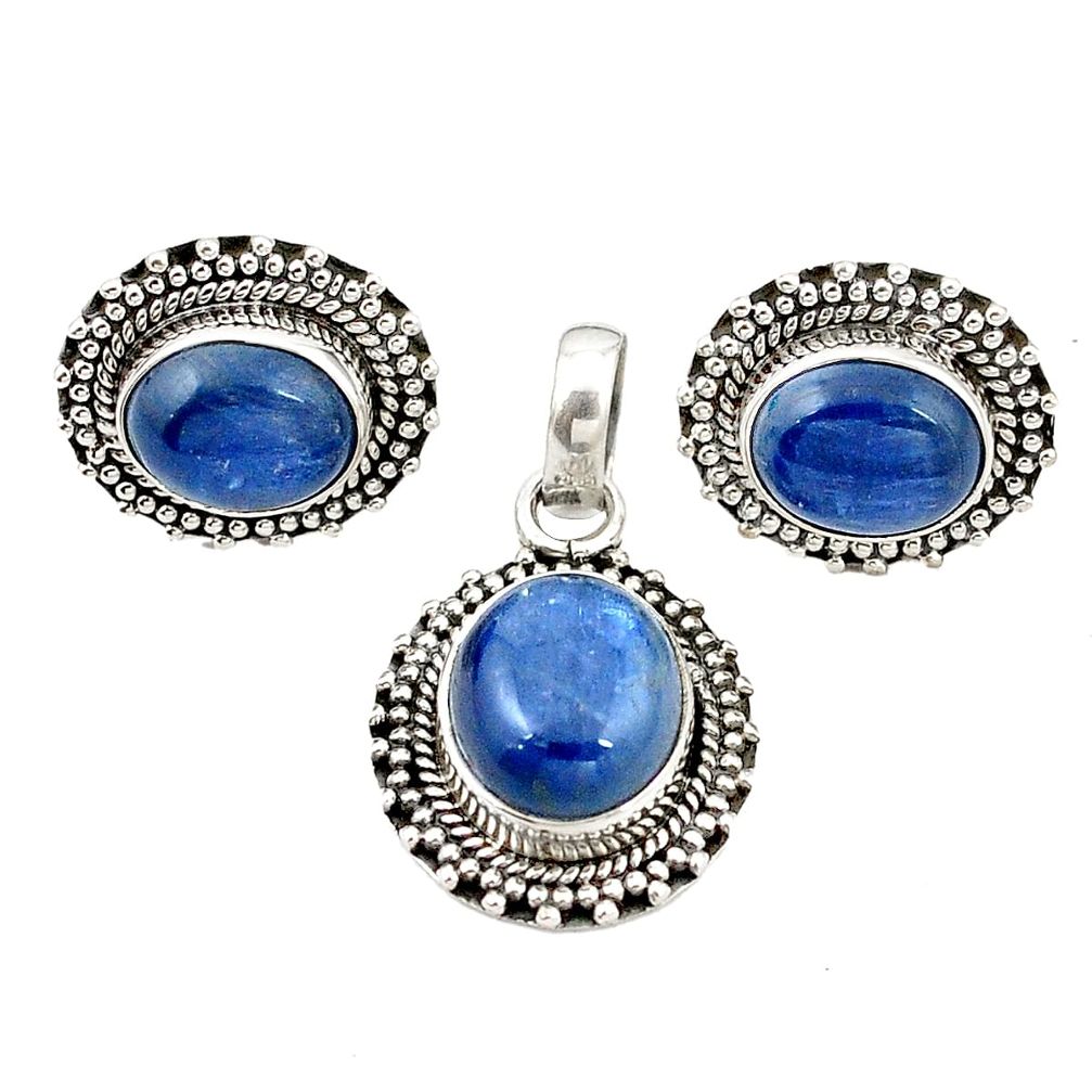 Natural blue kyanite 925 sterling silver pendant earrings set jewelry m25503