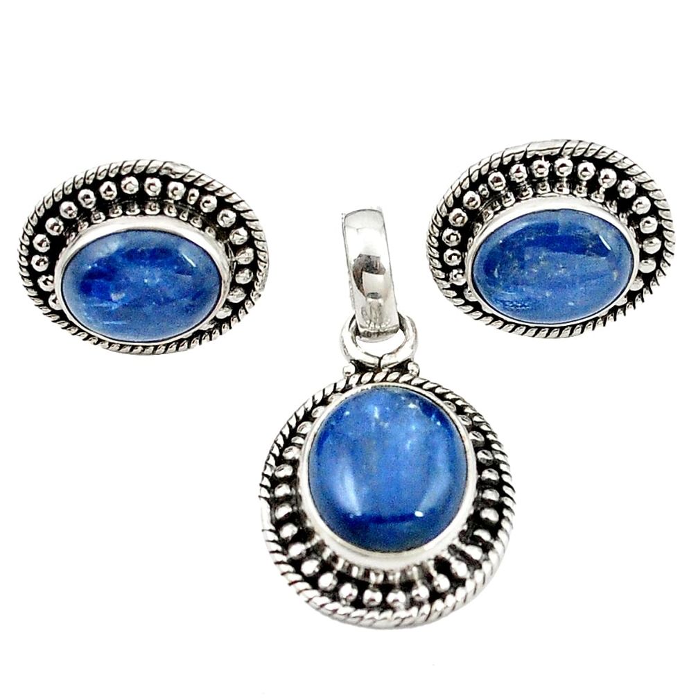 925 sterling silver natural blue kyanite pendant earrings set jewelry m25506