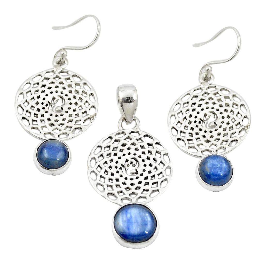 Natural blue kyanite 925 sterling silver pendant earrings set jewelry m25647