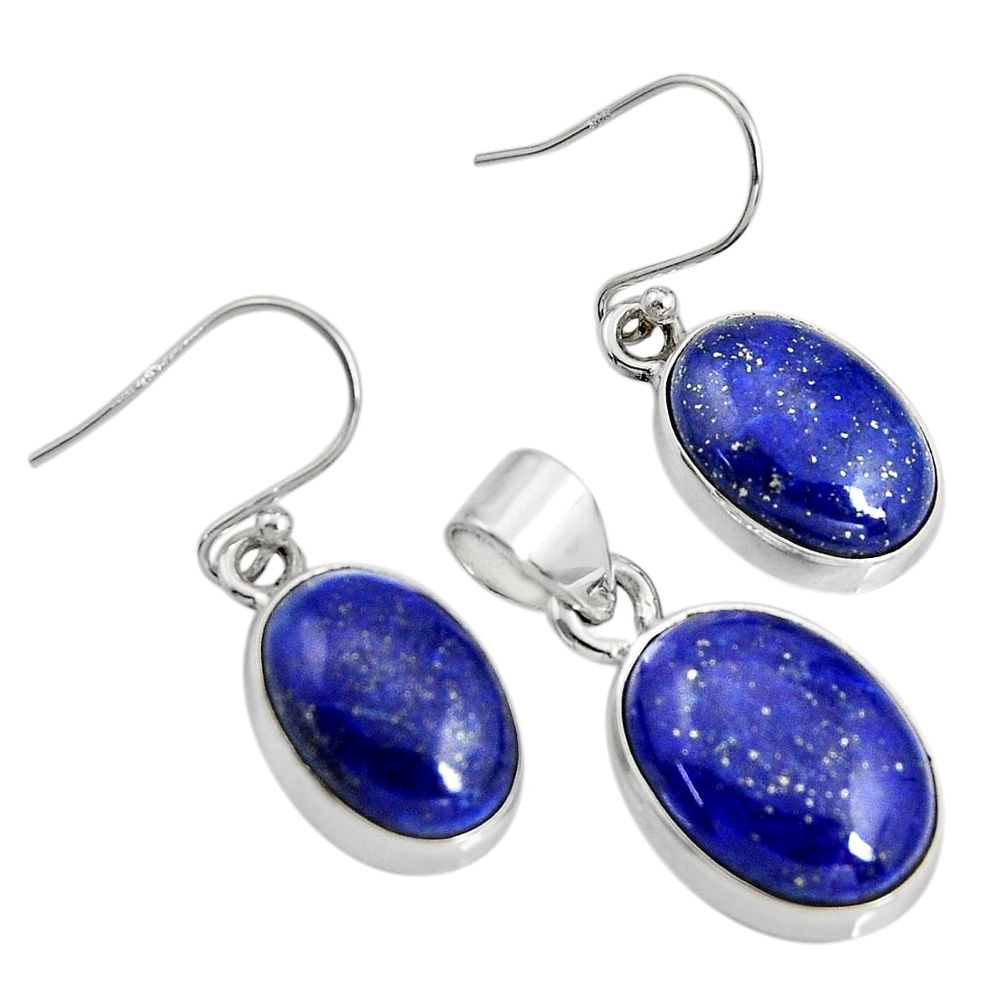 925 silver 678.68cts natural blue lapis lazuli oval pendant earrings set r8844