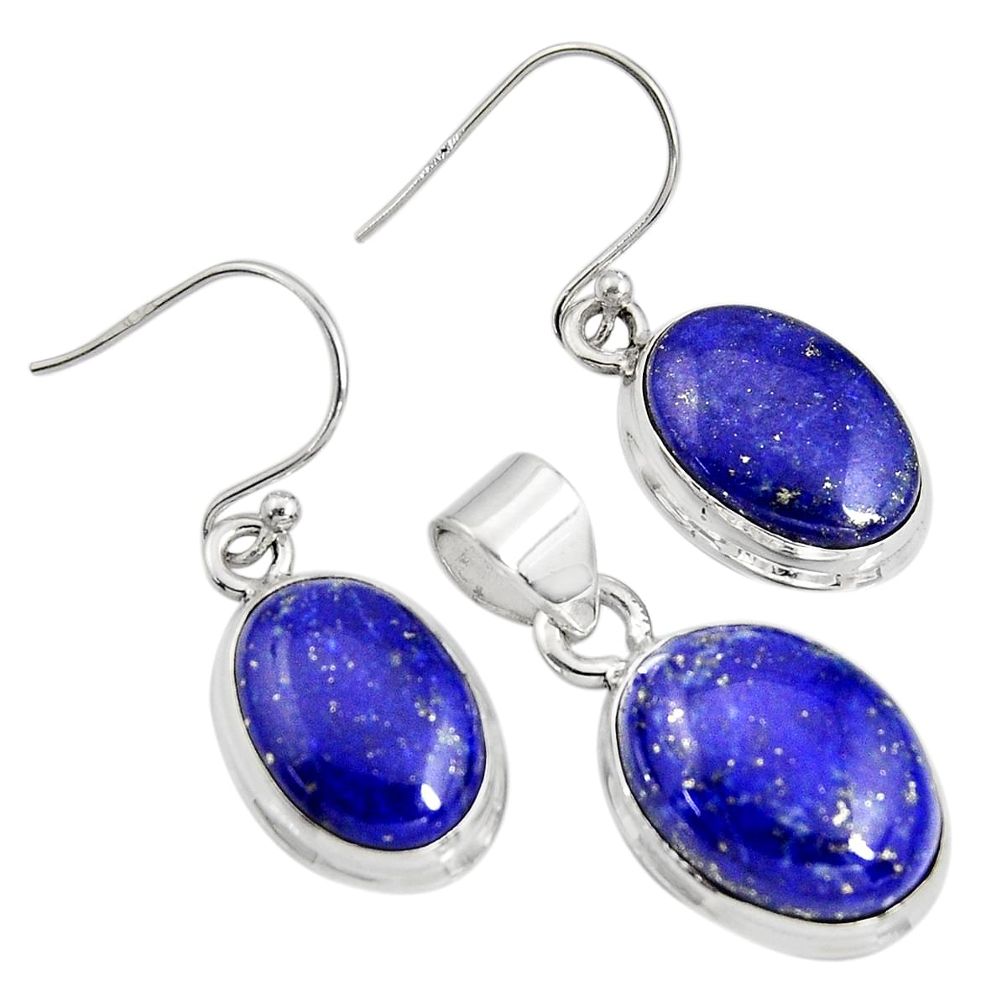 20.83cts natural blue lapis lazuli 925 silver pendant earrings set r8845