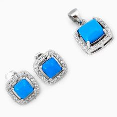 BLUE SLEEPING BEAUTY TURQUOISE TOPAZ 925 SILVER PENDANT EARRINGS SET H29503