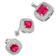 CHARMING RED RUBY QUARTZ TOPAZ 925 STERLING SILVER PENDANT EARRINGS SET H13902