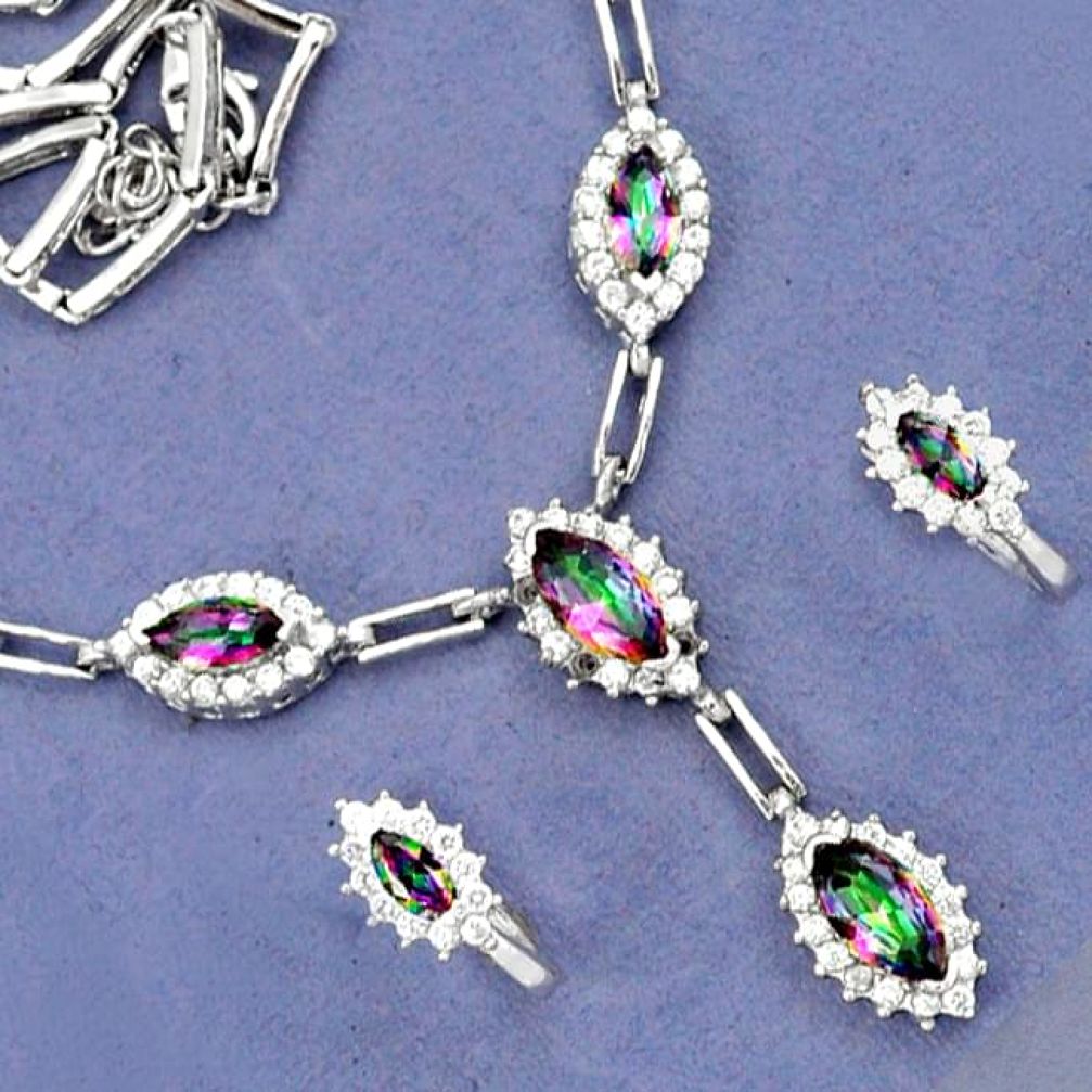 DAZZLING RAINBOW TOPAZ WHITE TOPAZ 925 STERLING SILVER EARRINGS NECKLACE H42760