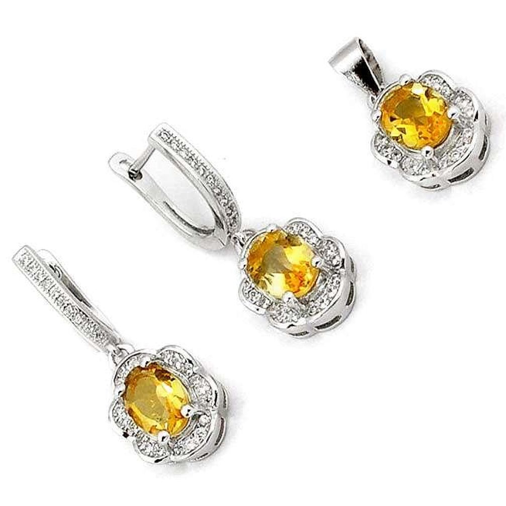 INCREDIBLE NATURAL YELLOW CITRINE TOPAZ 925 STERLING SILVER SET JEWELRY H20814