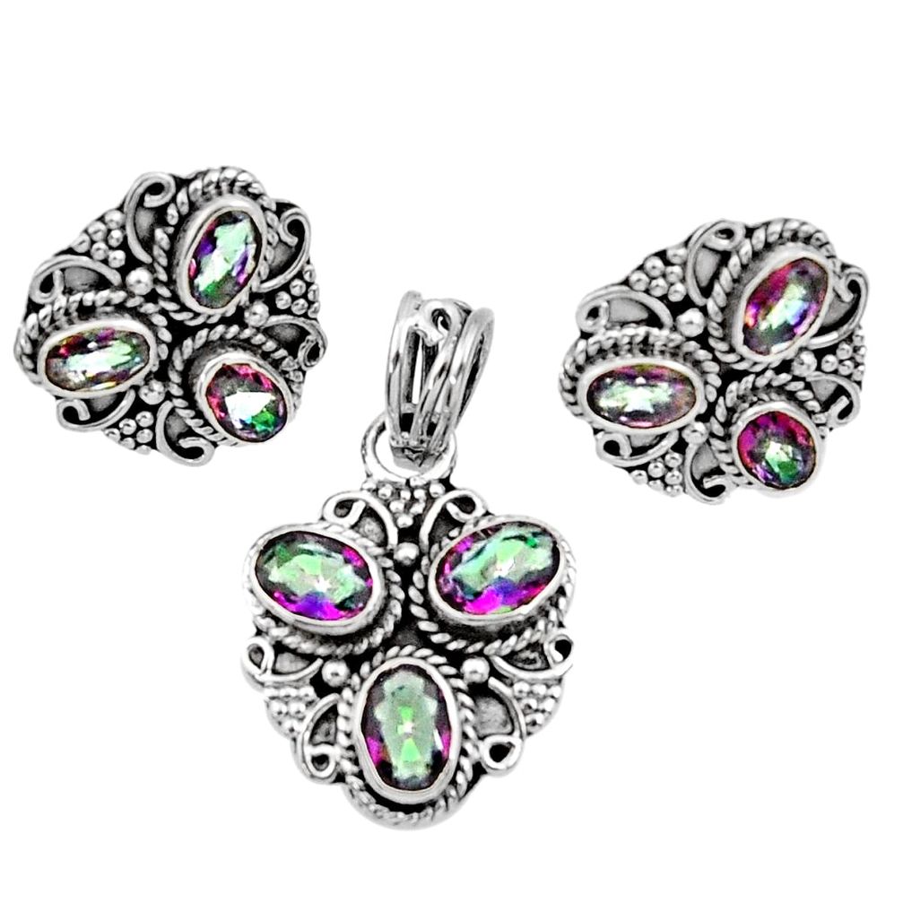 ts multi color rainbow topaz oval pendant earrings set d44429