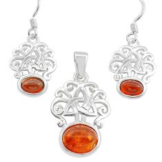 925 silver 2.32cts natural baltic amber (poland) pendant earrings set c28840