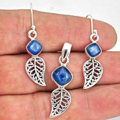 925 silver 6.57cts natural blue kyanite leaf charm pendant earrings set r70054