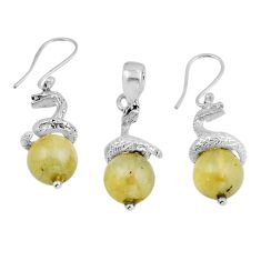 925 silver 15.98cts natural lemon topaz beads snake pendant earrings set y57688