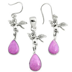 925 silver 7.02cts natural purple phosphosiderite pendant earrings set r70011