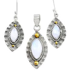 925 silver 10.42cts natural rainbow moonstone gold pendant earrings set u88297